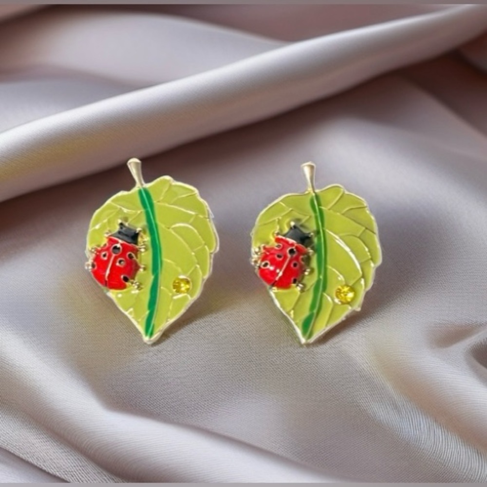 Lucky Charm Leaf Stud Earrings